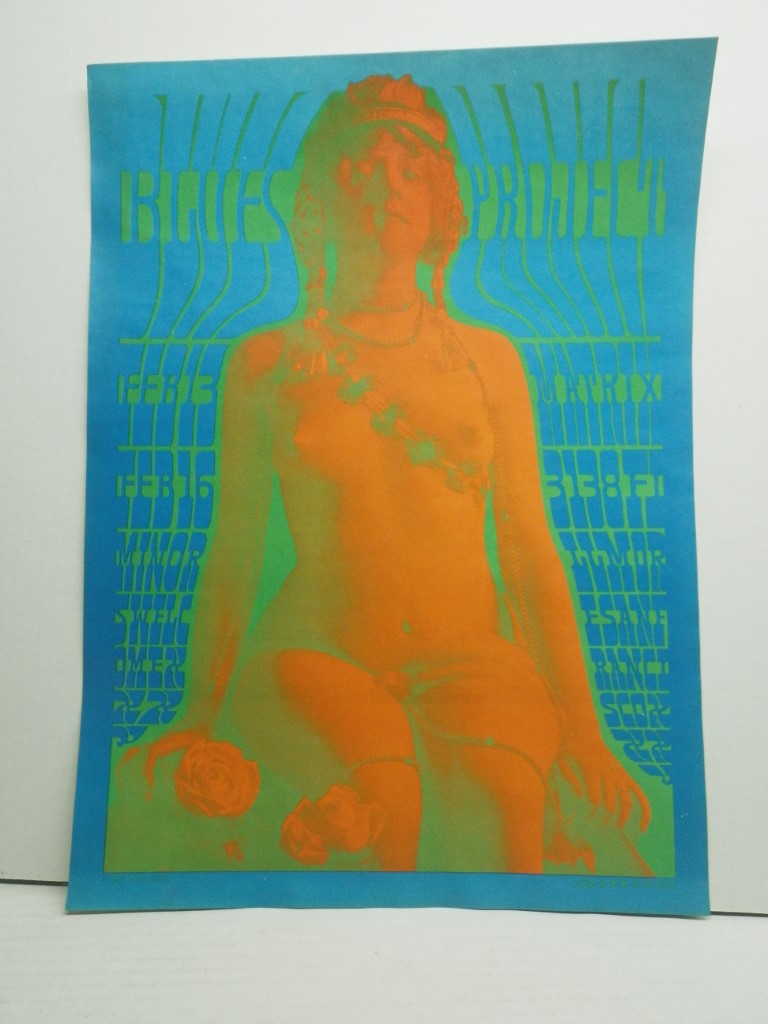 Blues Project NEON ROSE  1967 concert poster VICTOR MOSCOSO, 20X 15.