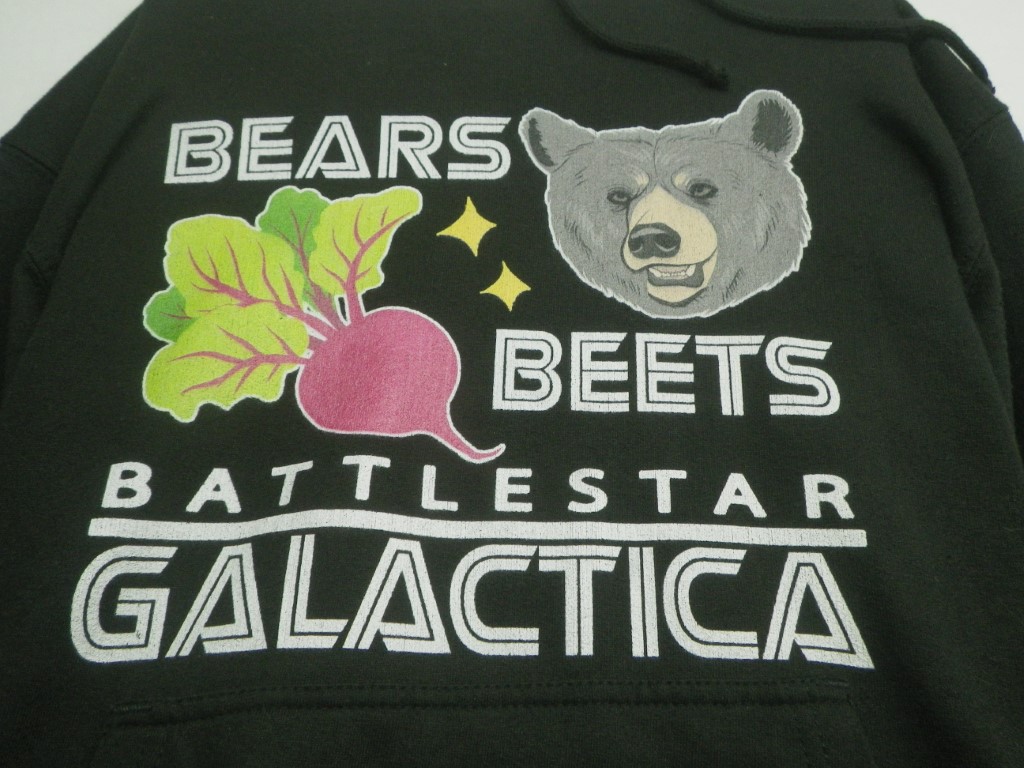 Image 1 of The Office Bears Beets Battle star Gallactica Black Pullover Hoodie Adult Small