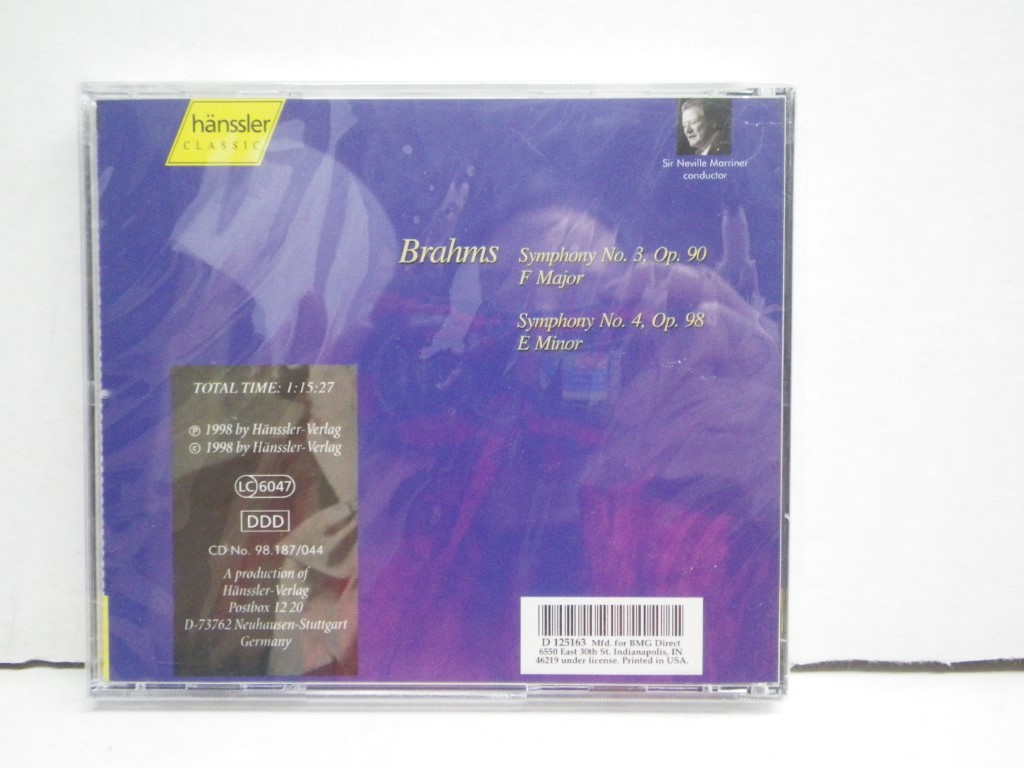 Image 1 of Johannes Brahms Symphonies Nos. 3 & 4, Op. 90 in F Major & Op. 98 in E. Minor