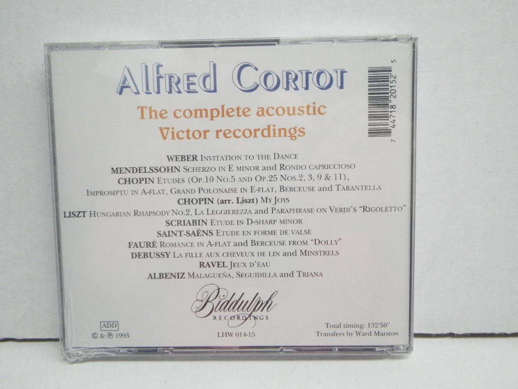 Image 1 of Alfred Cortot: The Complete Acoustic Victor Recordings