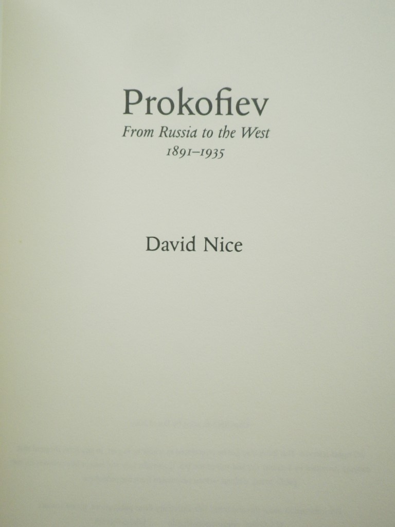 Image 1 of Prokofiev--A Biography: From Russia to the West 1891-1935