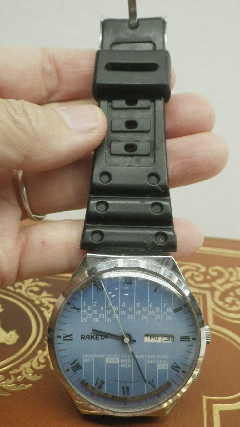 Image 2 of Vintage Raketa Perpetual Calendar 2628H Blue Dial, for Parts/ repair, missing Ca