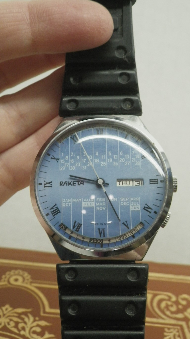 Vintage Raketa Perpetual Calendar 2628H Blue Dial, for Parts/ repair, missing Ca