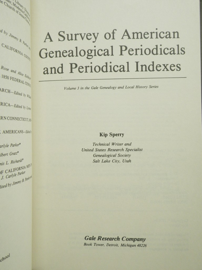Image 1 of Survey of American Genealogical Periodicals and Periodical Indexes