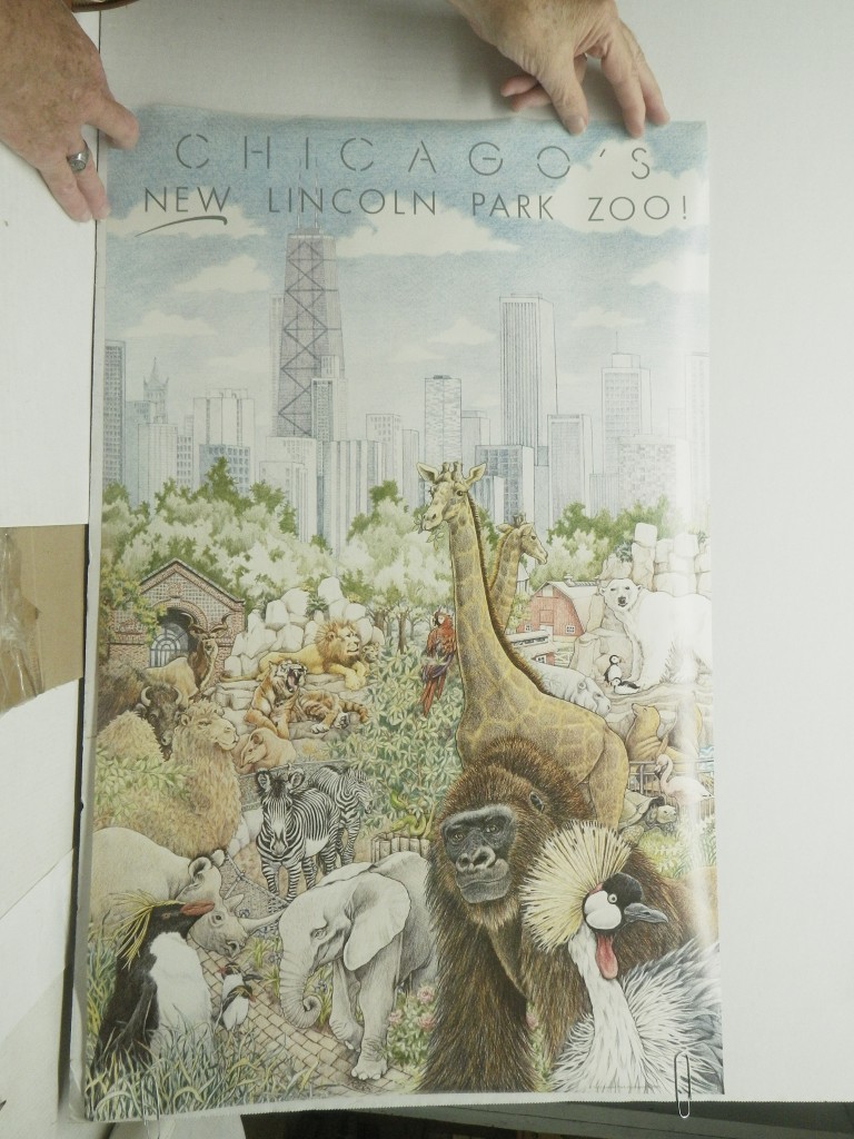 1982 Chicago's Lincoln Park Zoo Poster 29x18  Zoological Society