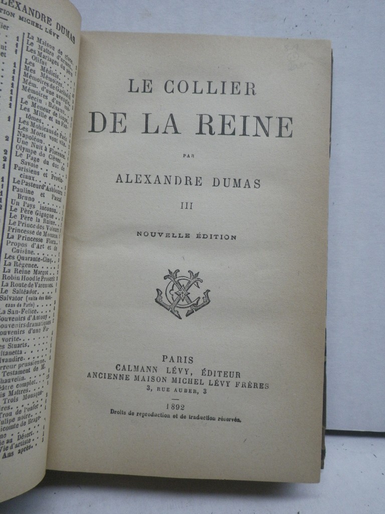 Image 3 of Le Collier de la Reine, Dumas, 3 Vols in 2 HC, French