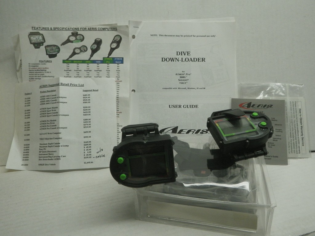 Vintage Aeris Savant Scuba Computer Lot - 2x Modules, NIB PC Interface Kit, Manu