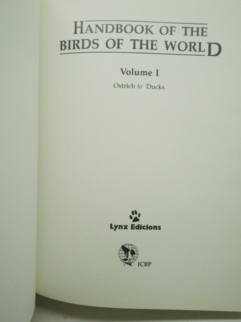 Image 1 of Handbook of the Birds of the World. Volume 1: Ostrich to Ducks (Handbooks of the