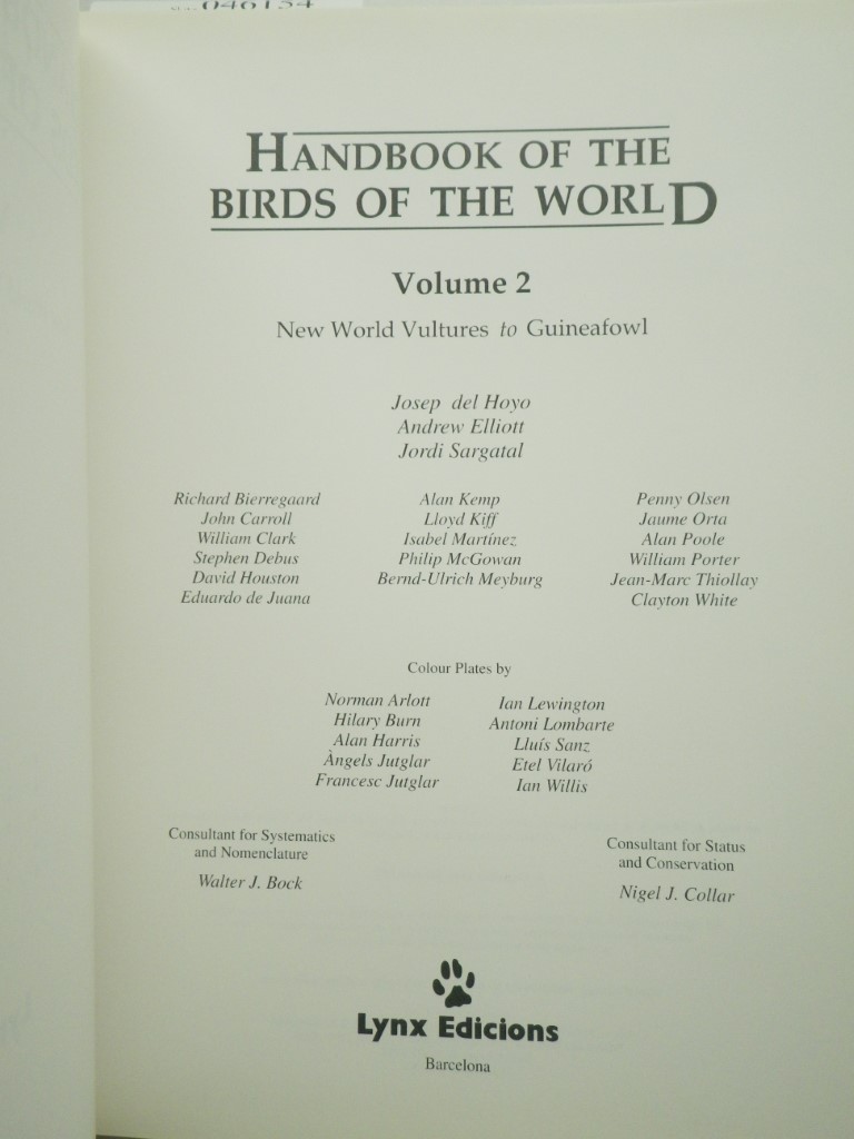 Image 2 of Handbook of the Birds of the World. Volume 2: New World Vultures to Guineafowl