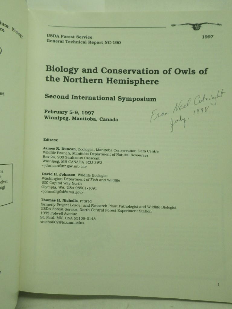 Image 1 of Biology and Conservation of Owls of the Northern Hemisphere Second International