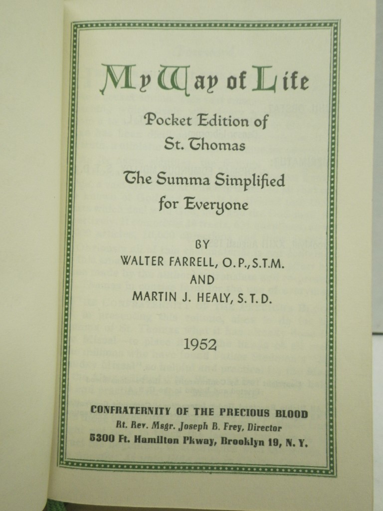 Image 1 of My Way of Life:  Pocket Edition of St. Thomas, the Summa Simplified for Everyone