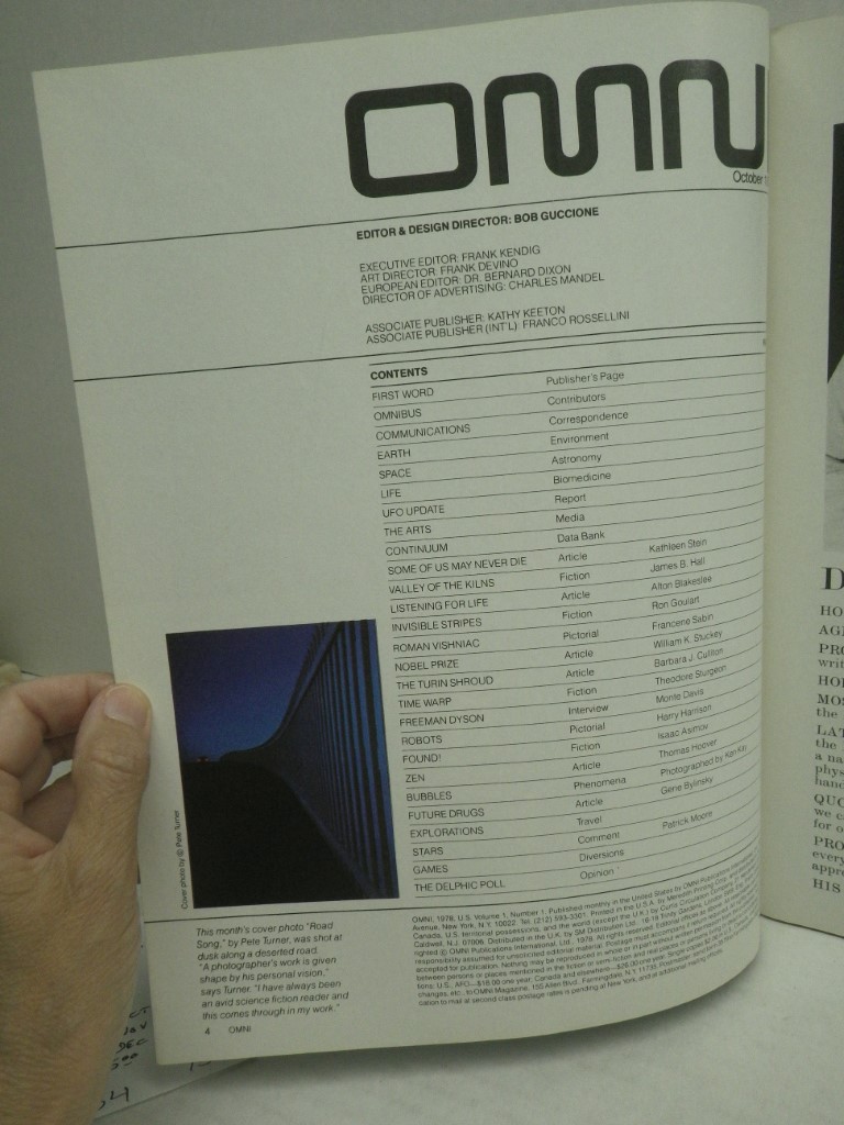 Image 1 of OMNI Magazine - 3 issues:  v.1#1 October 1978; v.1#2 November 1978; v.1#3 Decemb