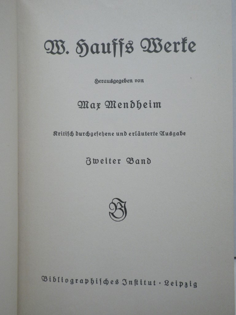 Image 2 of W. Hauffs Werke. Erster Band, Zweiter Band, Dritter Band, Bierter Band (4 volume