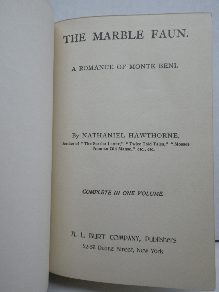 Image 1 of The Marble Faun:  A Romance of Monte Beni