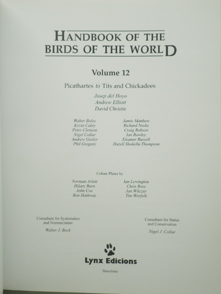 Image 1 of Handbook of the Birds of the World – Volume 12: Picathartes to Tits and Chicka