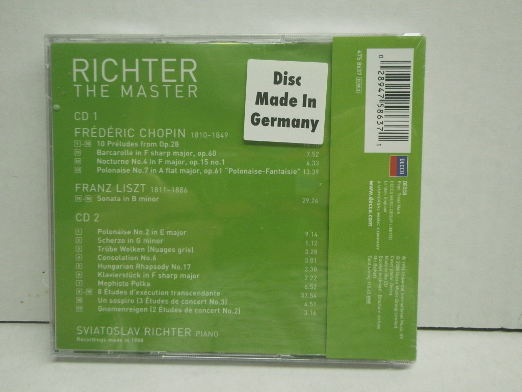 Image 1 of Richter the Master, Vol. 10: Chopin & Liszt Recital