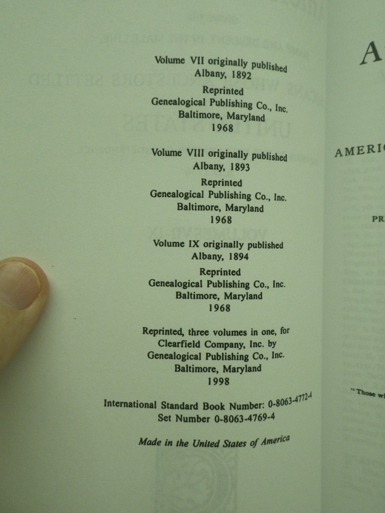 Image 1 of American Ancestry: Volumes IV-VI, Volumes VII-IX  (2 books), PB