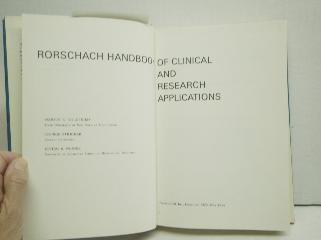 Image 1 of Rorscharch Handbook Clinical and Research Appl