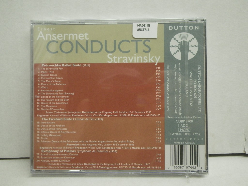 Image 1 of Ansermet Conducts Stravinsky (Petroushka Ballet Suite/The Firebird Suite (L'Oise