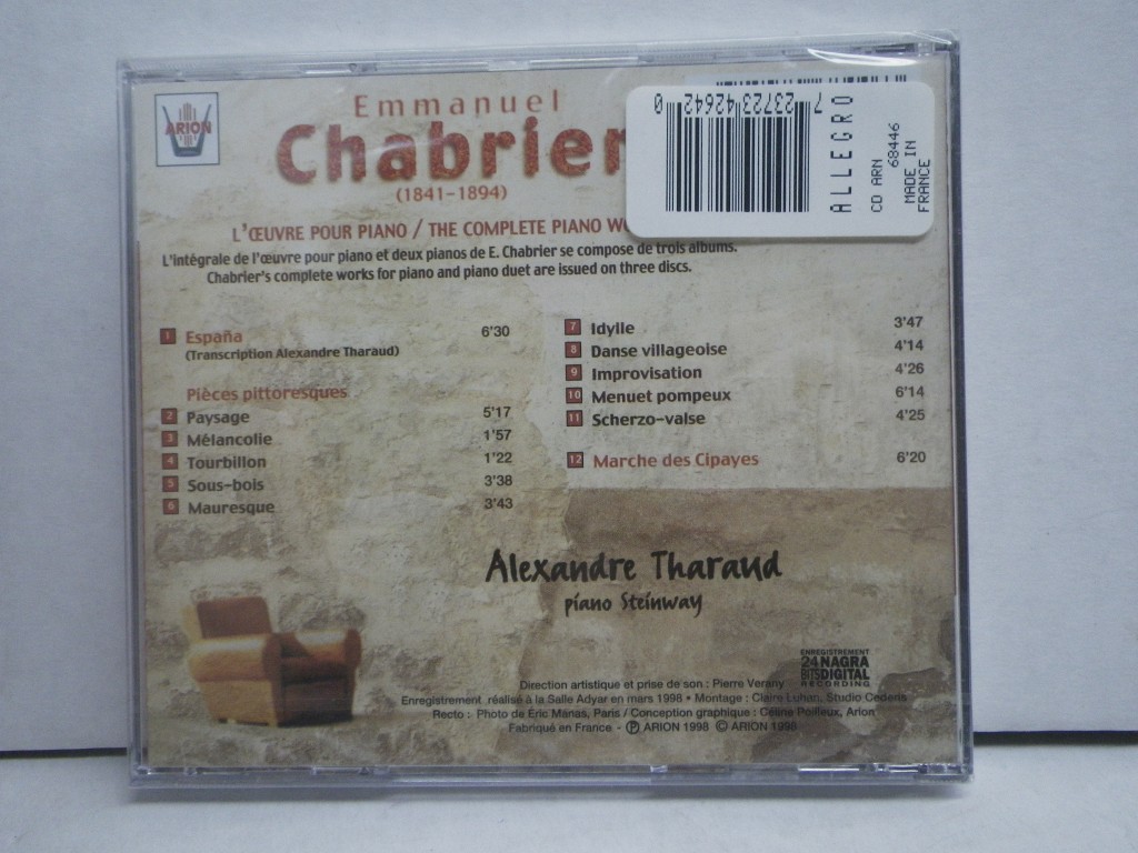 Image 1 of Alexandre Tharaud ~ Chabrier - L'Oeuvre pour piano (Pièces pittoresque · Espan