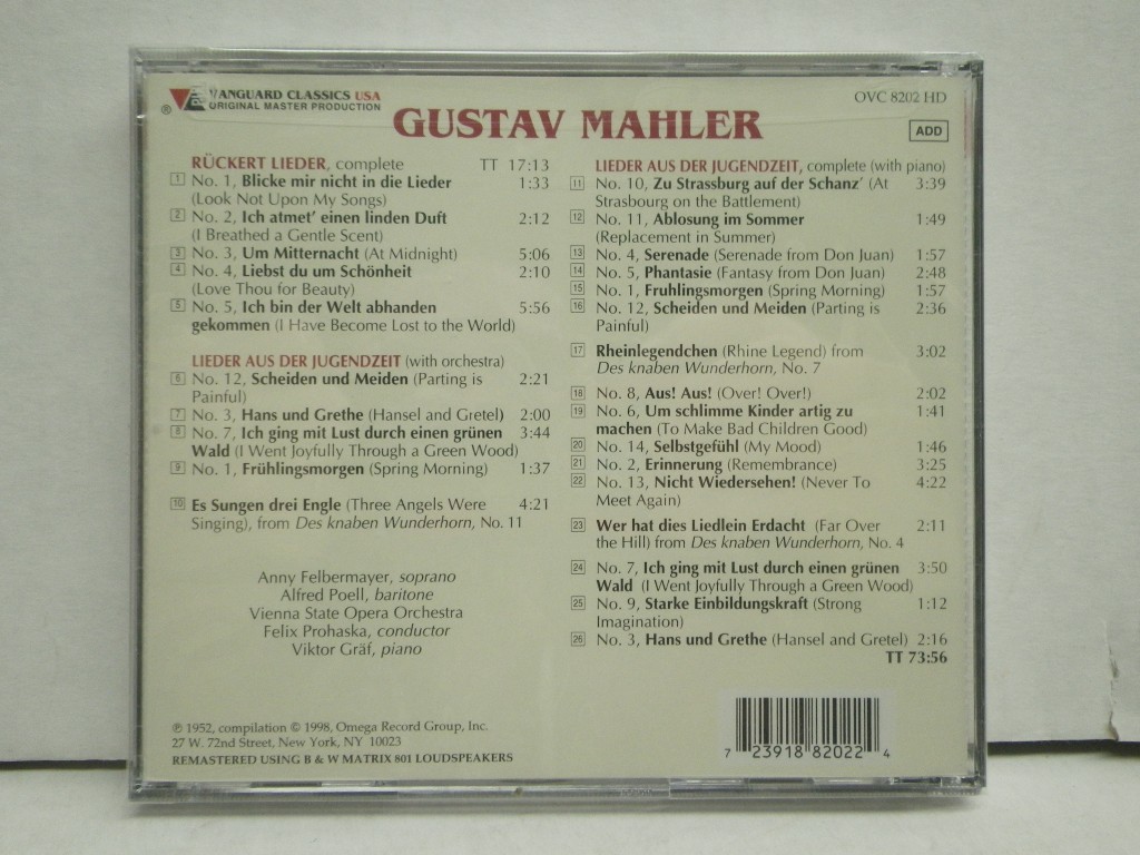 Image 1 of Mahler: Ruckert Lieder / Lieder aus der Jugendzeit
