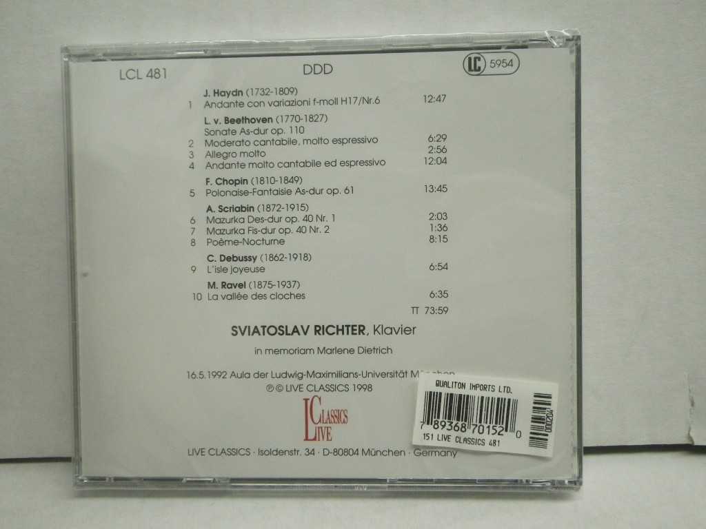 Image 1 of Sviatoslav Richter Out of Later Years, Vol. 3