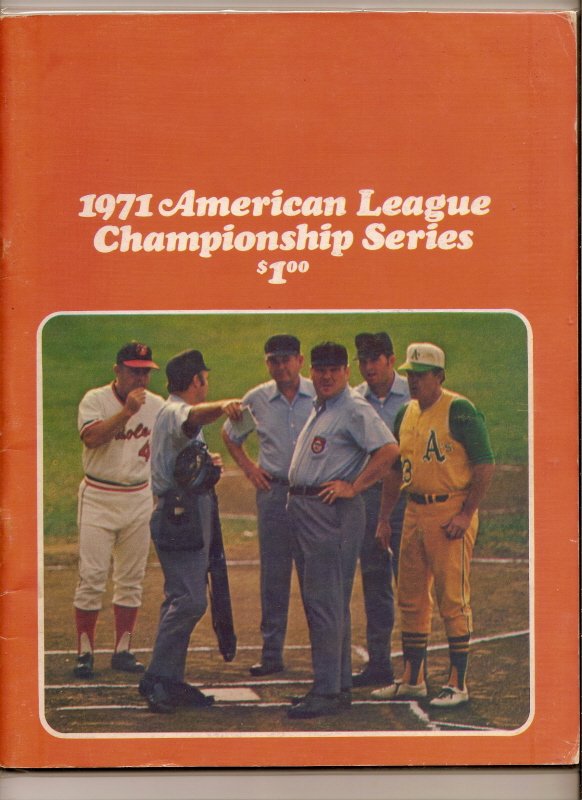 1971 ALCS Game program A's @ Orioles Championship