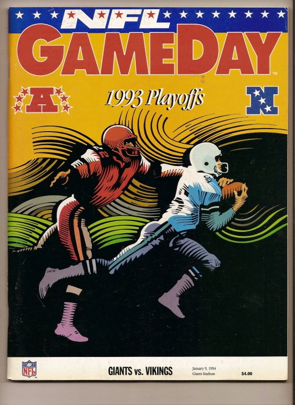 1993 NFL Playoff Game Program Giants Vikings