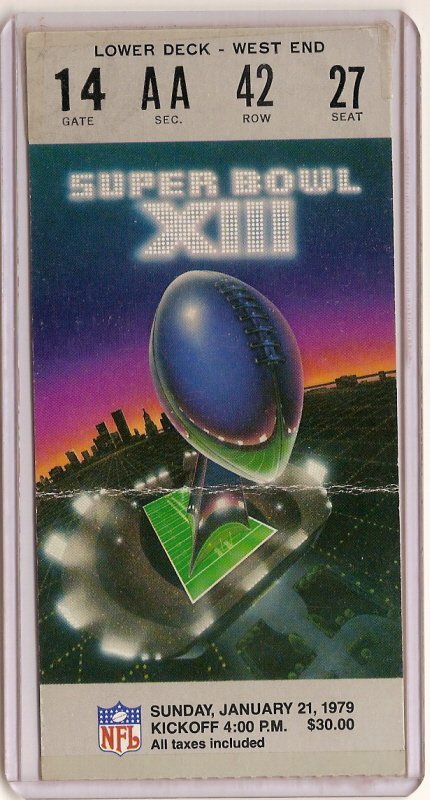 Super Bowl 13 xiii Ticket Stub Steelers Cowboys Miami