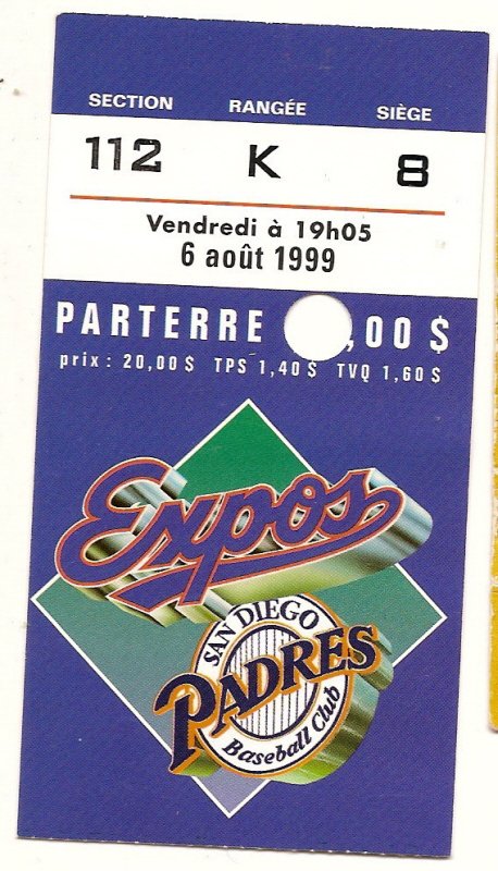 tony gywnn 3,000 3000th hit Season ticket stub Padres