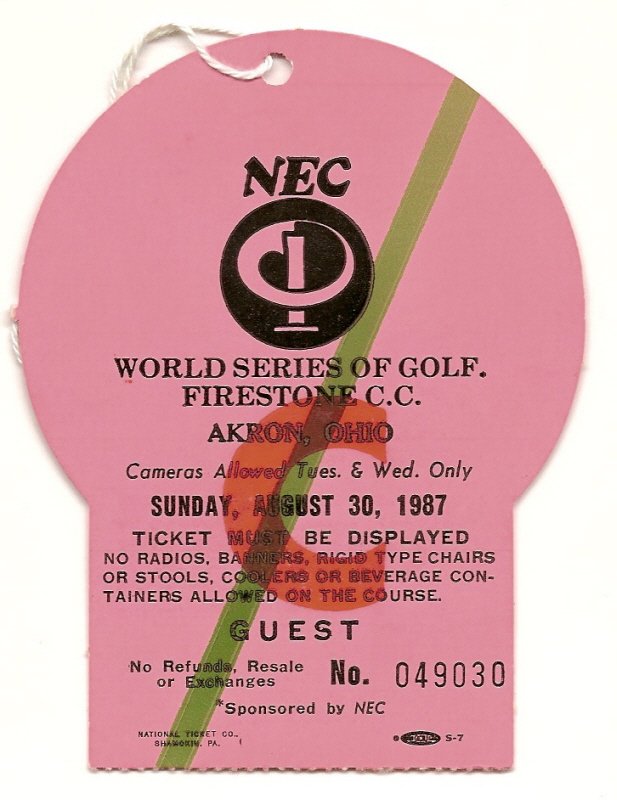 1987 nec world series of golf sunday ticket Curtis Strange win