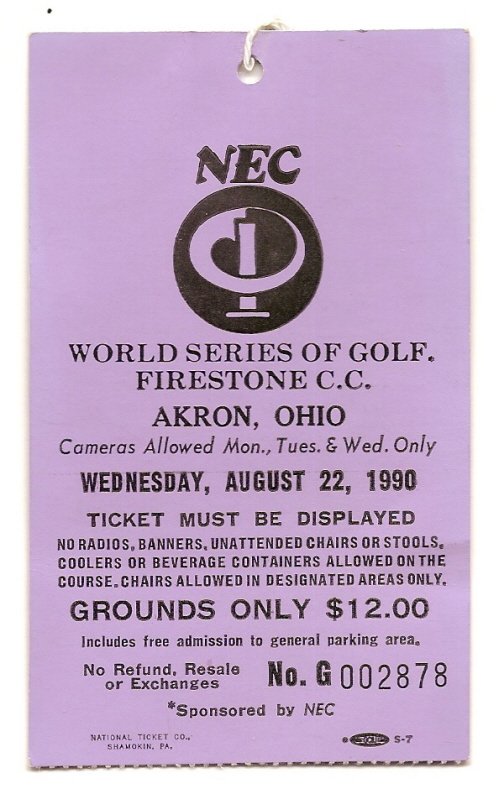 1990 nec world series of golf wensday ticket Jos Mara Olazbal win
