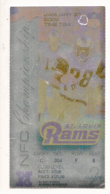 2001 NFC Championship ticket stub Eagles Rams