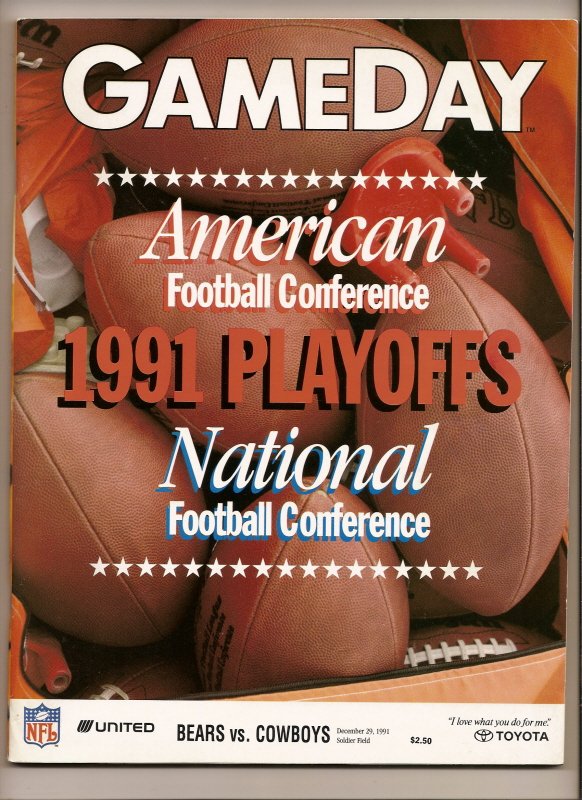 1991 NFL Playoffs Program Cowboys @ Bears