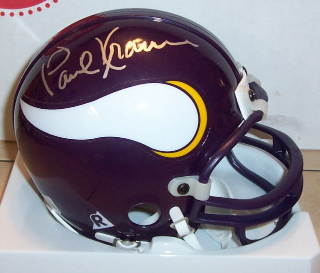 Paul Krause Autographed Mini Helmet Football Signed Vikings HOF