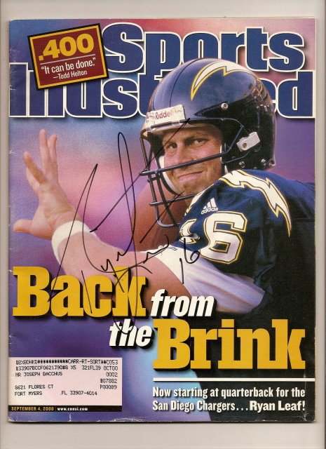 ryan leaf Autographed sports illustrated Signed Chargers
