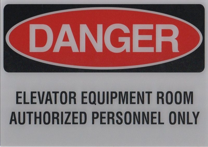 Image 0 of EDS-A-LABEL ELEVATOR DANGER SIGN ELEV EQUIP ROOM