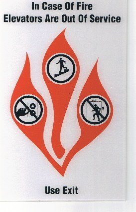In Case of Fire Elevators are Out of Service Use Exit 8"x5" Plastic Sign 