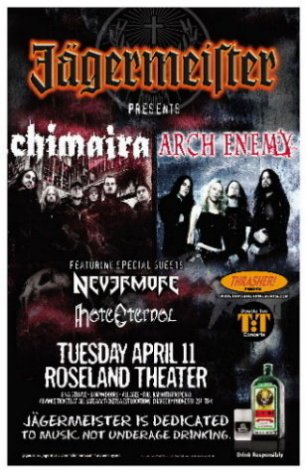 Image 0 of CHIMAIRA and ARCH ENEMY 2006 Gig POSTER Portland Oregon Concert 
