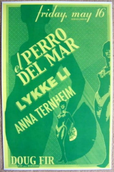 Image 0 of EL PERRO DEL MAR / LYKKE LI / ANNA TERNHEIM Portlnd Oregon 08 Gig Concert POSTER