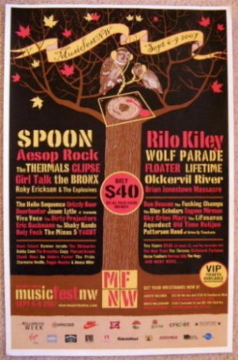 Image 0 of Musicfest NW 2007 RILO KILEY / SPOON / etc. Gig POSTER Portland Oregon Concert