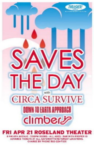 Image 0 of SAVES THE DAY and CIRCA SURVIVE 2006 Gig POSTER Portland Oregon Concert 