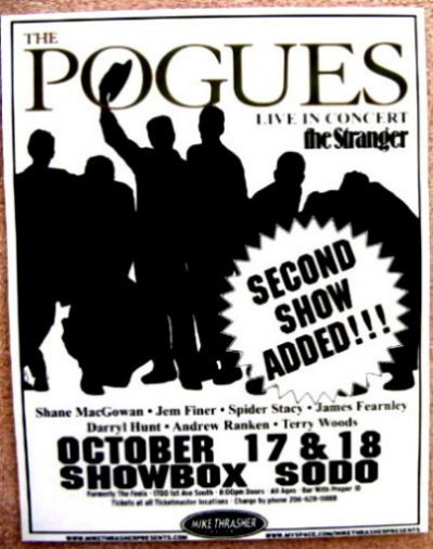 Image 0 of Pogues THE POGUES Gig POSTER Seattle Washington Oct. 17-18, 2007 Concert