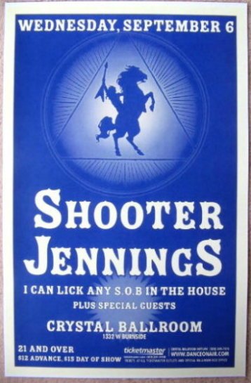 Image 0 of Jennings SHOOTER JENNINGS 2006 Gig POSTER Portland Oregon Concert 