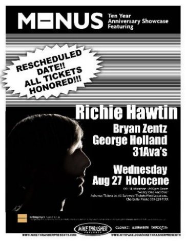 Image 0 of Hawtin RICHIE HAWTIN 2008 Gig POSTER Portland Oregon Concert