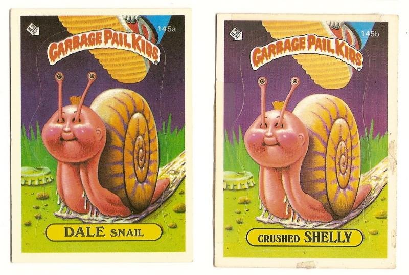Image 0 of GARBAGE PAIL KIDS Cards 4th SERIES 145 a & b Dale Snail Crushed Shelly