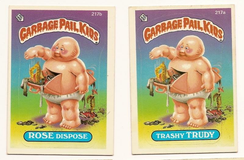 Image 0 of GARBAGE PAIL KIDS Cards 6th SERIES 217 a & b Trashy Trudy Rose Dispose