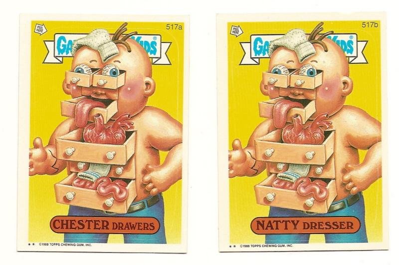 Image 0 of GARBAGE PAIL KIDS Cards 13th SERIES 517 a & b Chester Drawers Natty Dresser