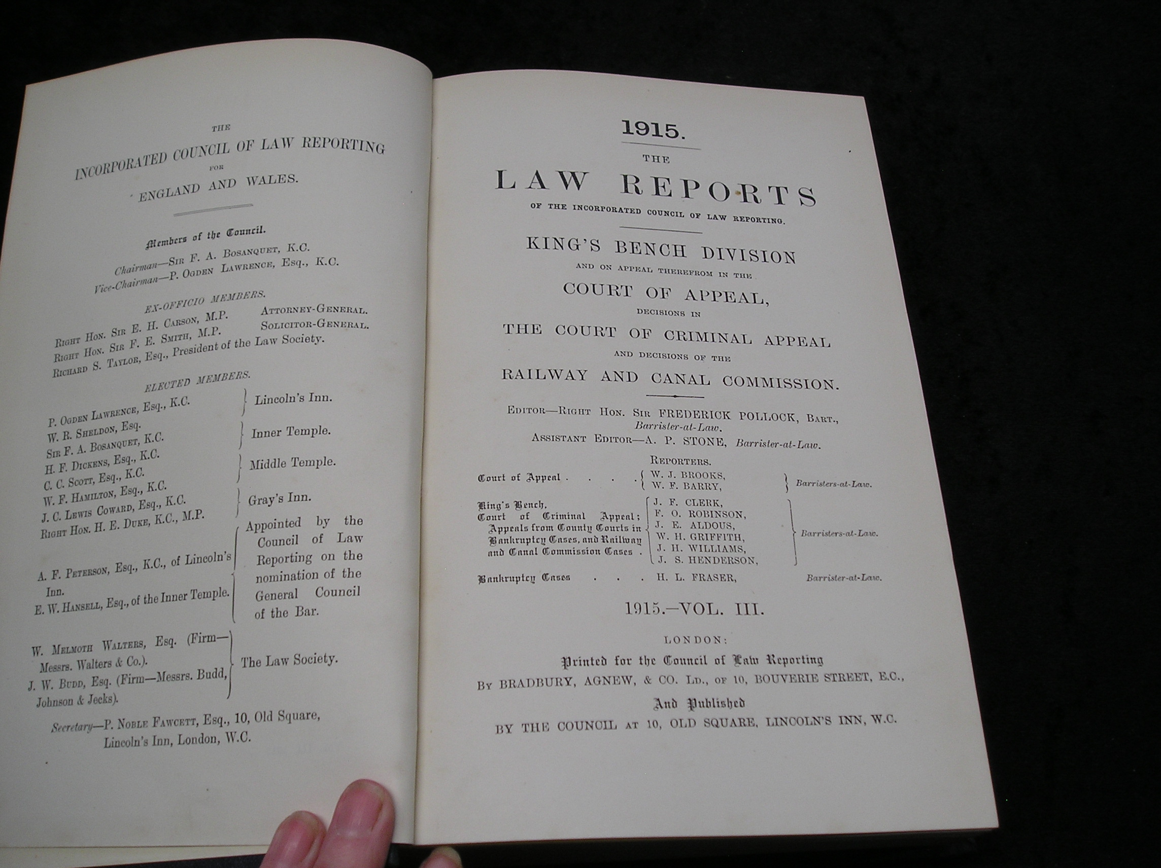 Image 0 of The Law Reports King's Bench Division 1915 Volume 3